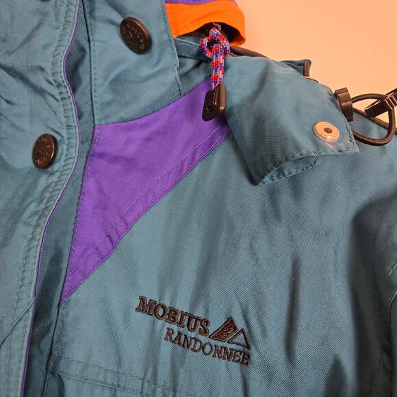 Vintage 80s 90s Ski Coat Winter Jacket Belted Teal Large - Picture 8 of 16